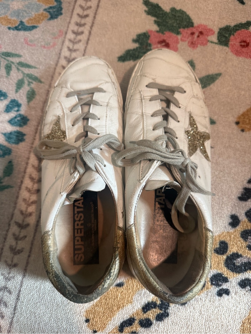 Golden Goose White Leather Sneakers with Gold Star - Size 41 - Picture 7 of 9